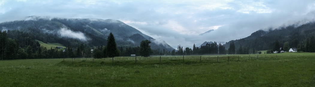 Panorama of a valley after rainfall