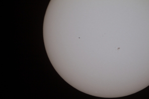 Photo of the sun, with mercury in front